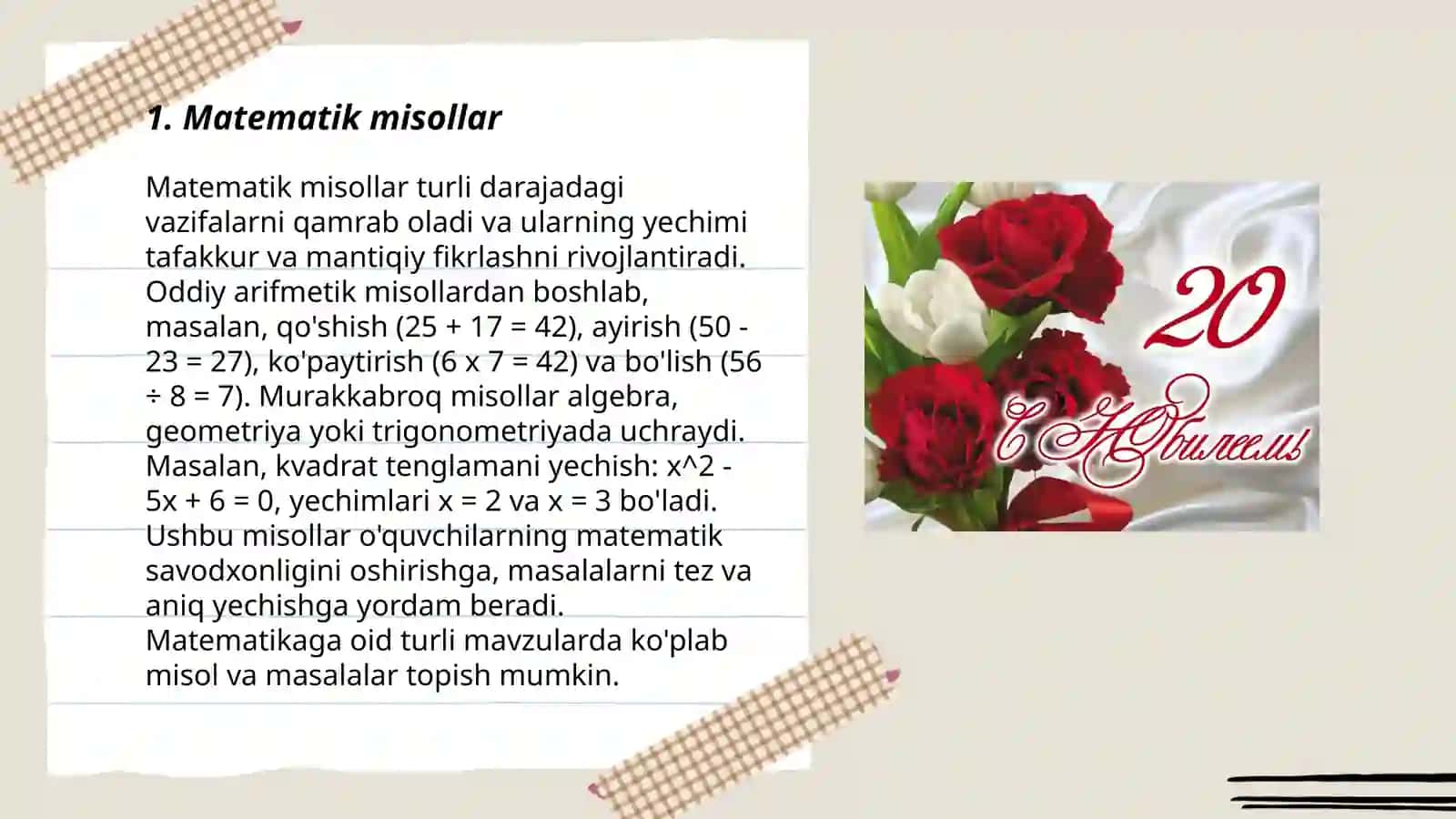 Matematik misollar 3