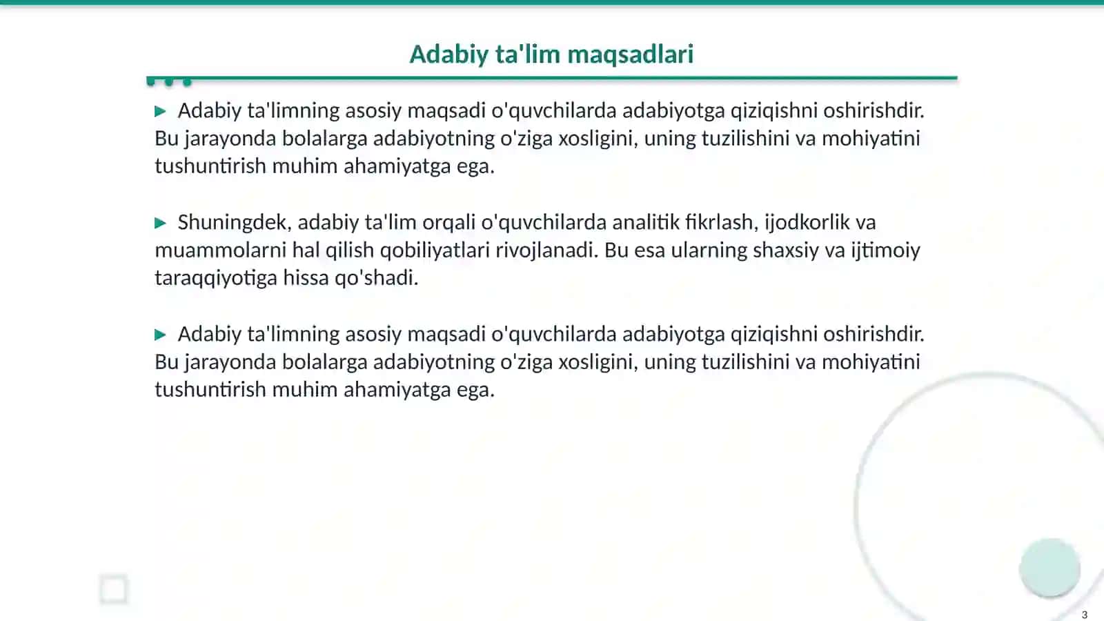 Boshlang‘ich sinflar adabiy ta'limining umumnazariy masalalari 3