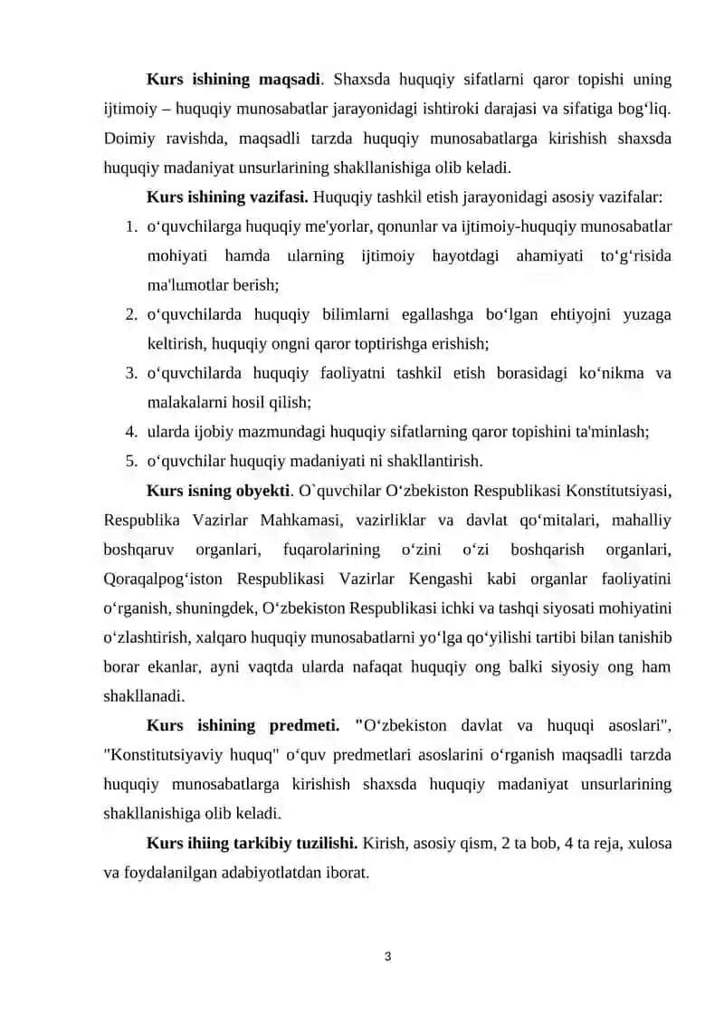 Huquq darslari klassifikatsiyasi. Huquq darslarida o`quvchilarning bilim va ko`nikmalarini tekshirish va baholash 3
