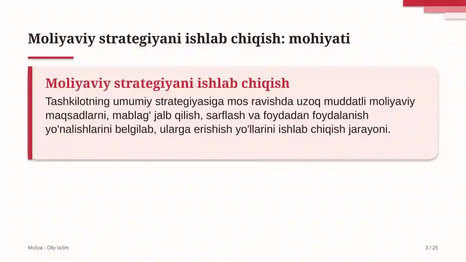 Loyiha institutlarida moliyaviy strategiyani ishlab chiqish 3