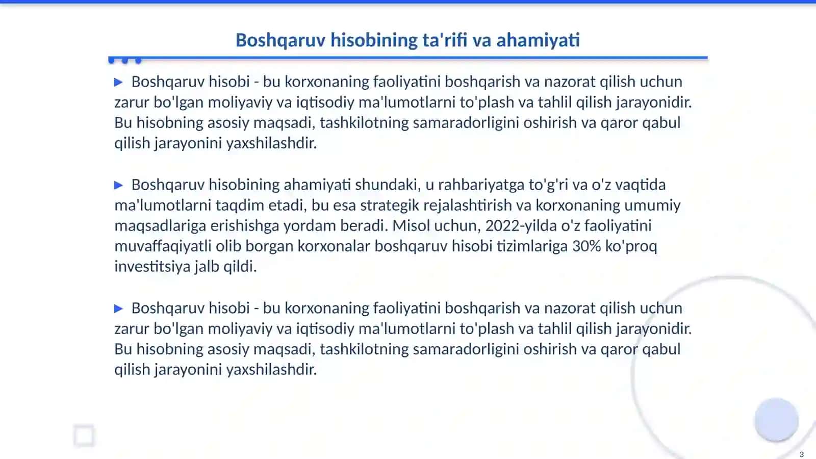 Boshqaruv hisobining mohiyati va uning korxona boshqaruvidagi o'rni 3