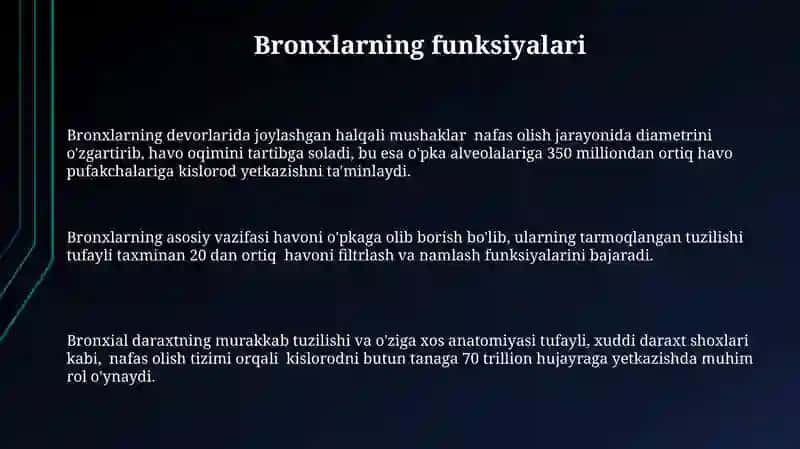 Bronxlarning funksiyalari 3