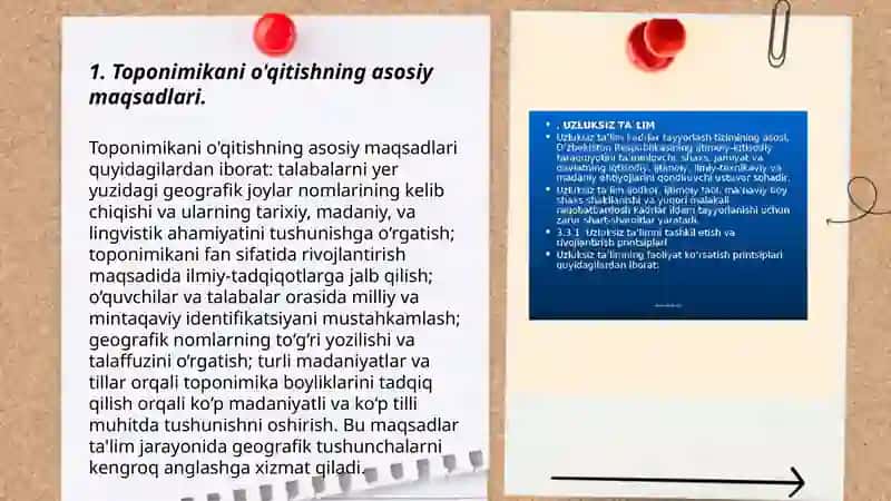 Toponimikaning oliy talim muassasalarida óqitishning zaruriyati 3