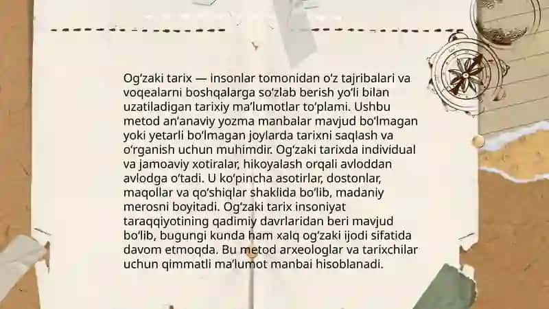 Ogʻzaki tarix usullari 3