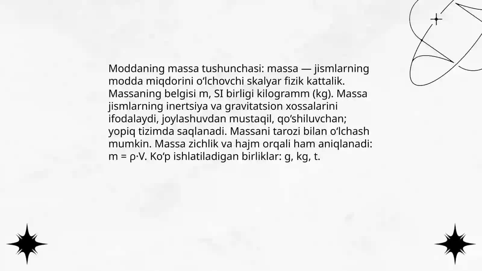 Moddalarning massasi 3