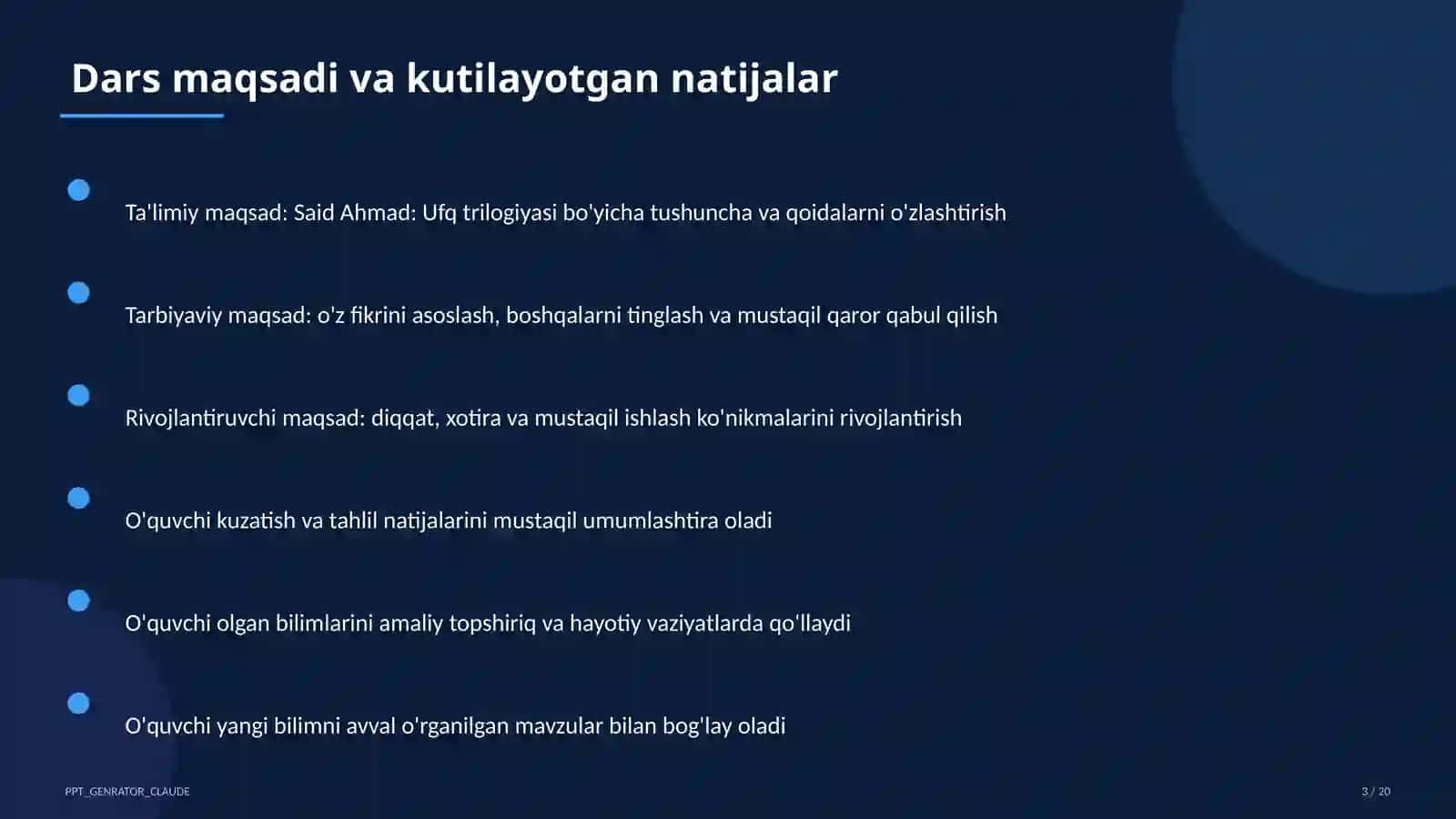 Said Ahmad: Ufq trilogiyasi (11-sinf) 3