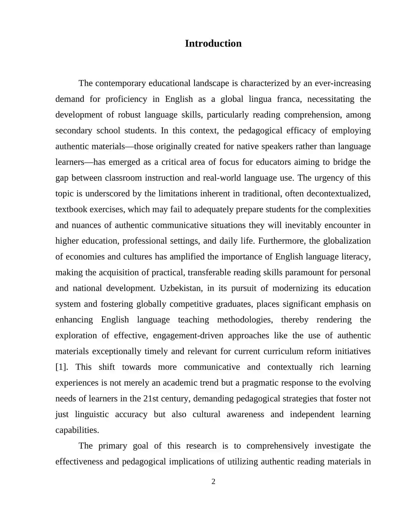 The use of authentic materials in teaching reading  in the  secondary level 3