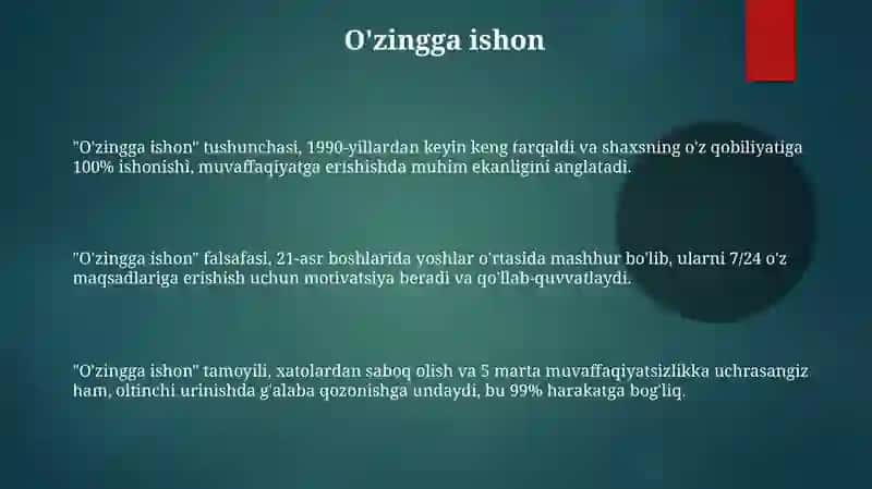 O'zingga ishon 3