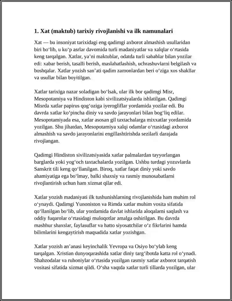 XAT (MAKTUB) AXBOROT ALMASHINUVINING ILK KO'RINISHI SIFATIDA 3