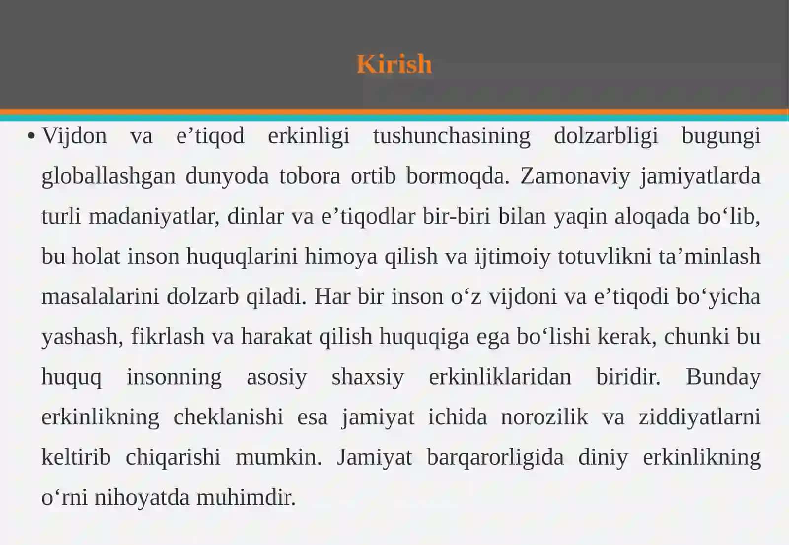 Vijdon va e'tiqod erkinligi. Vijdon va e'tiqod erkinligining huquqiy asoslari 3