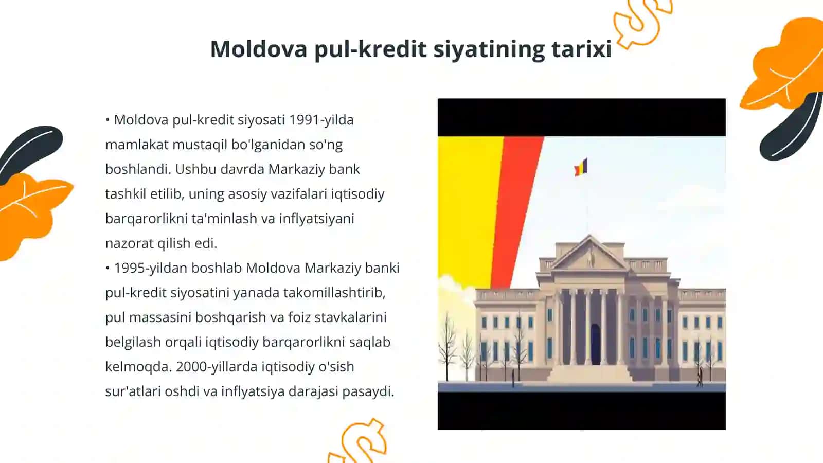 Moldova pul-kredit siyosatini amalga oshiruvchi organ va uning davlat iqtisodiyotida tutgan orni 3