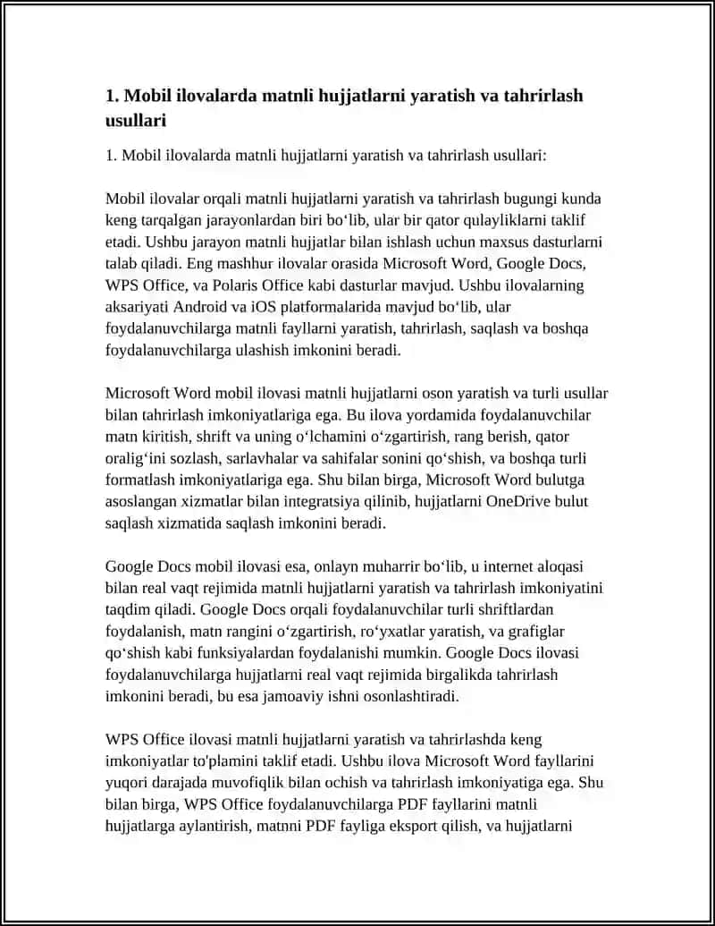 MOBIL ILOVALARDAN FOYDALANIB HAR XIL KÒRINISHDAGI HUJJATLARNI YARATISH.KOMPYUTER TARMOQLARI VOSITALARI VA ULARNING TURLARI 3