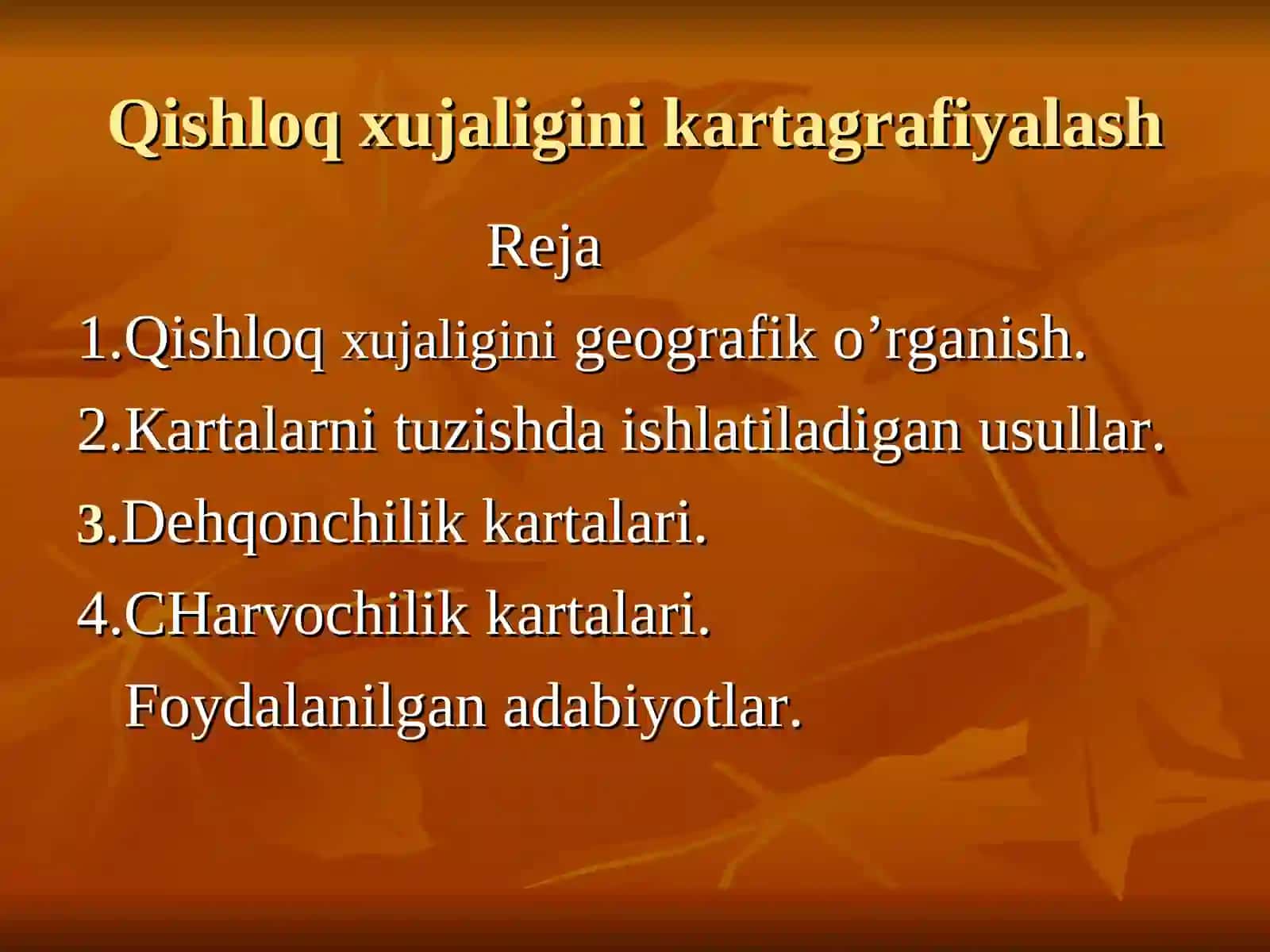 Qishloq xujaligini kartagrafiyalash 3