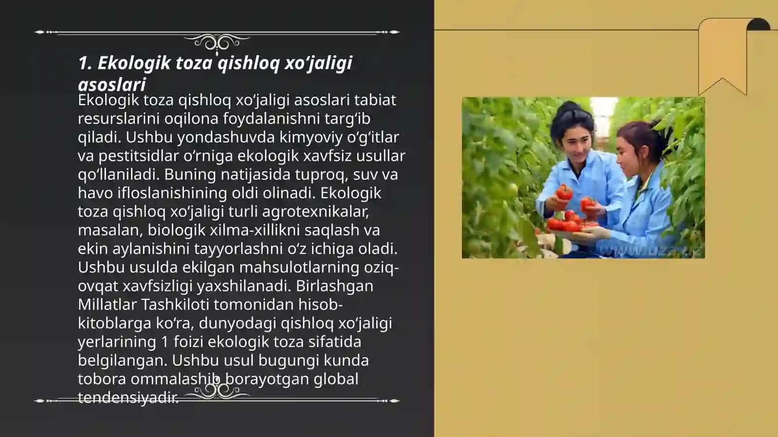 Ekologik toza qishloq xoʻjaligi mahsulotlarini yetishtirish 3