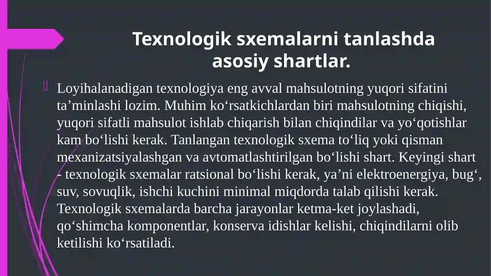 Texnologik liniyalarni saqlanadigan va tayyorlanadigan mahsulot turiga qarab tanlash usullarini o‘rganish 3
