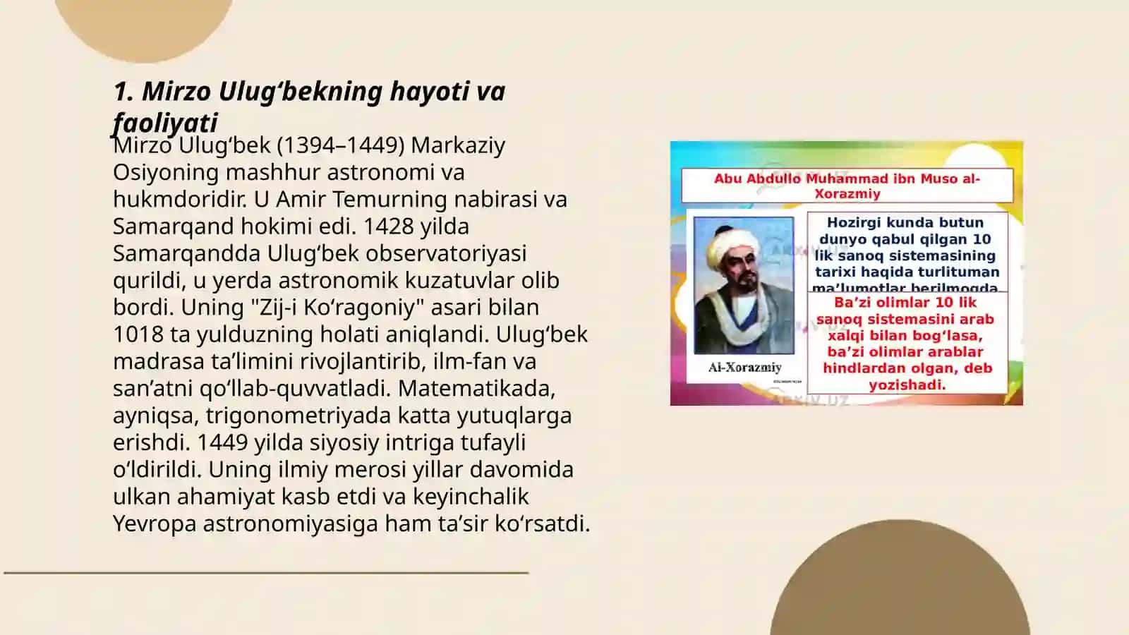 Mirzo Ulugʻbek -davlat arbobi va buyuk olim 3