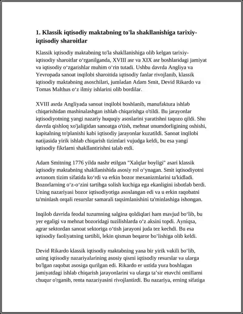 KLASSIK IQTISODIY MAKTABNING TO'LA SHAKLLANISHI 3
