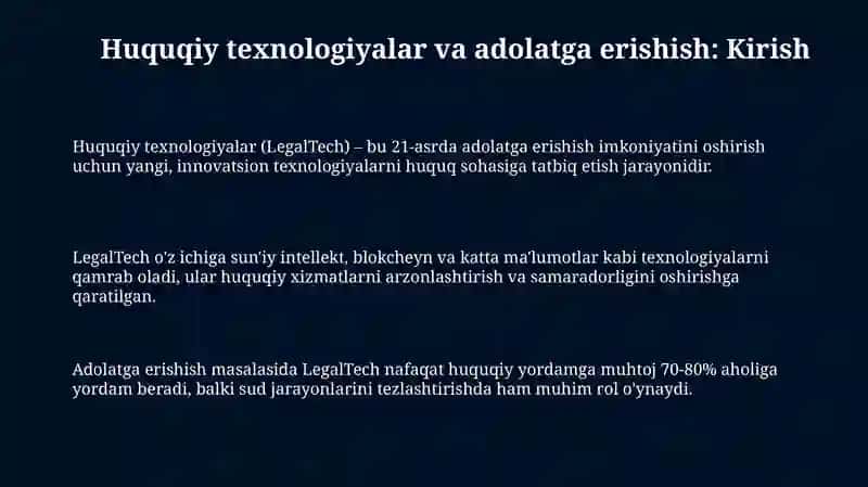 Legal Tech va Odil Sudlovga Erishish: Aholi Uchun Raqamli Yechimlar 3