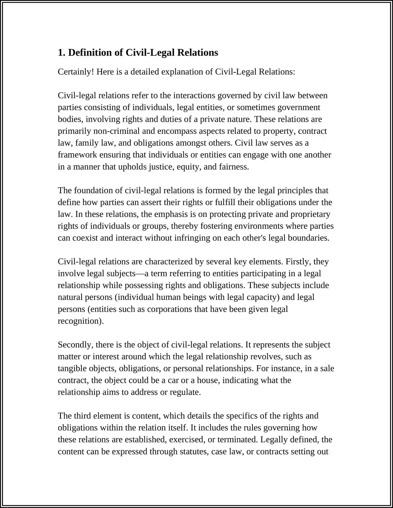 Definition of Civil-Legal Relations 3