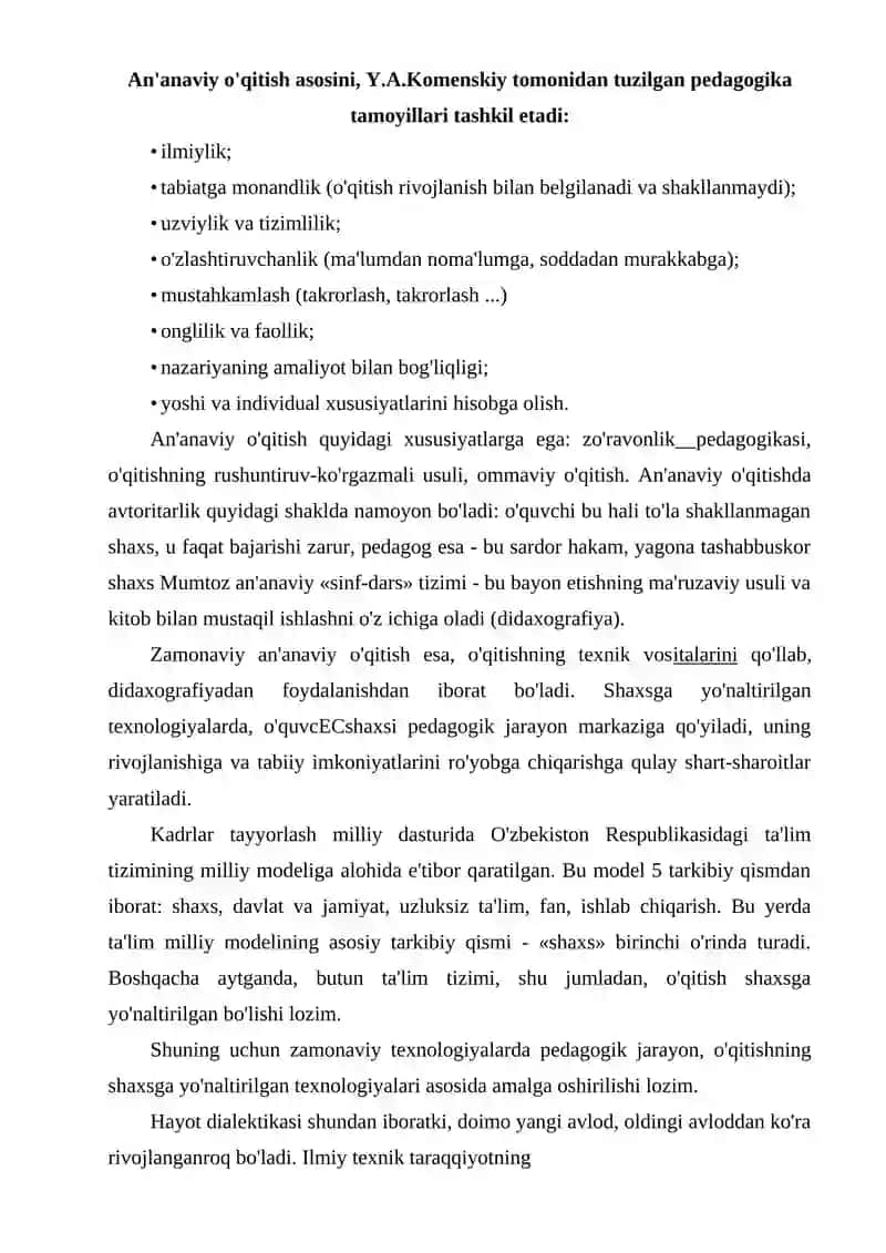 YANGI PEDAGOGIK TEXNOLOGIYA VA FAOL PEDAGOGIK METODLAR ASOSIDA DARS ISHLANMALARINI TUZISH VA TAHLIL QILISH 3