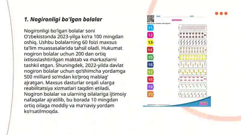 Inklyuziv ta'limga jalb etiladigan alohida ta'lim olish ehtiyoji bo'lgan bolalar toifalari 3