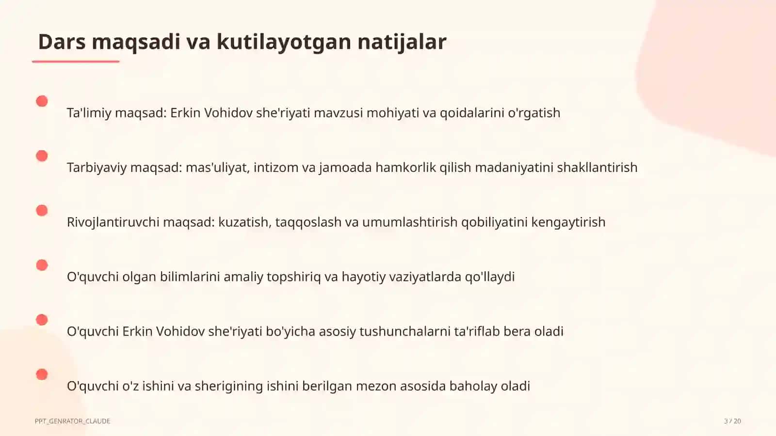 Erkin Vohidov she'riyati (8-sinf) 3