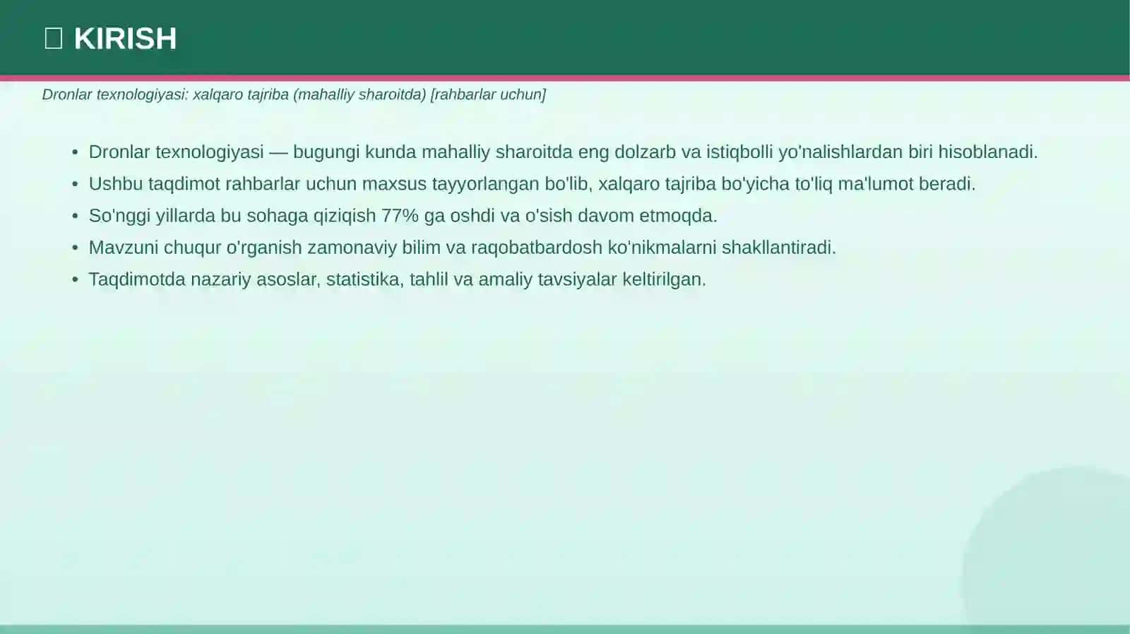 DRONLAR TEXNOLOGIYASI: Xalqaro tajriba — mahalliy sharoitda (RAHBARLAR UCHUN) 3