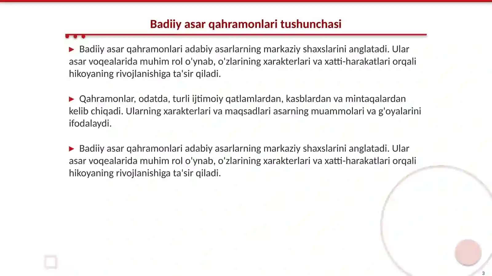 Badiiy asar qahramonlarini baholashga oʻrgatishga yoʻnaltirilgan dars ishlanmalari tayyorlash 3