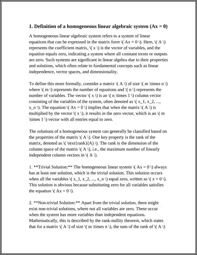 HOMOGENEOUS LINEAR ALGEBRAIC SYSTEMS 3