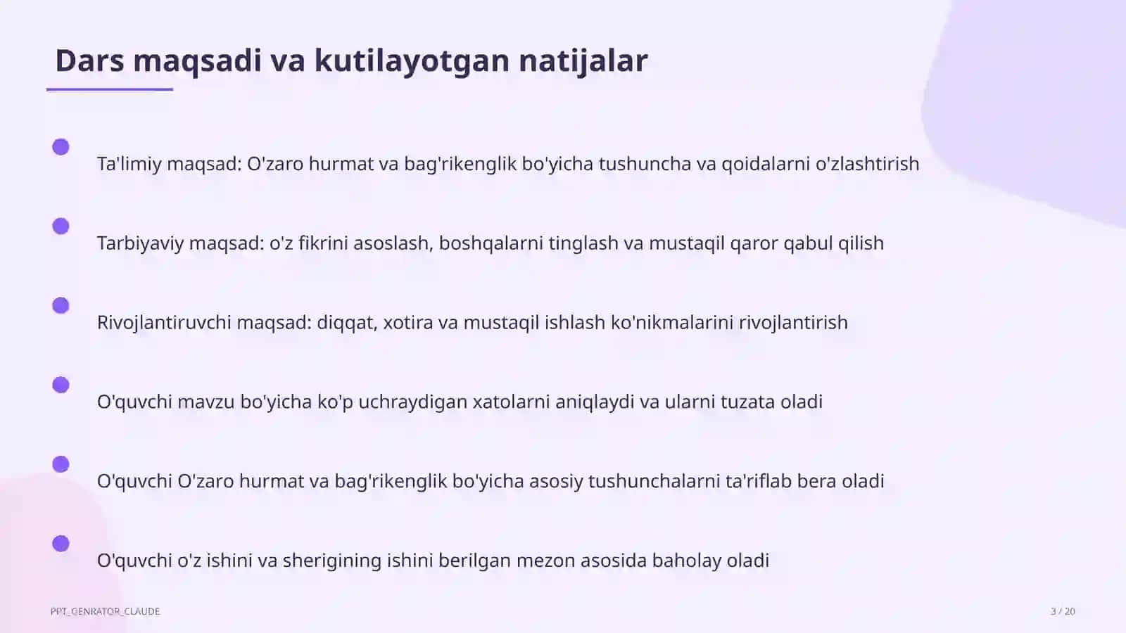 O'zaro hurmat va bag'rikenglik (7-sinf) 3