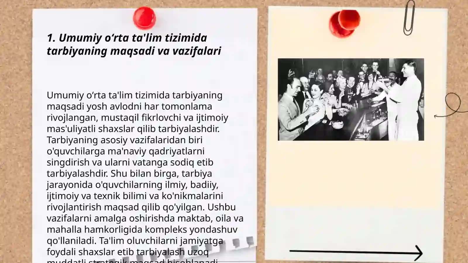 Umumiy oʻrta ta'lim tizimida tarbiya jarayonini tashkil etishning oʻziga xosligi, tarbiyachi, oʻqituvchi va oʻquvchining oʻzaro hamkorligi 3