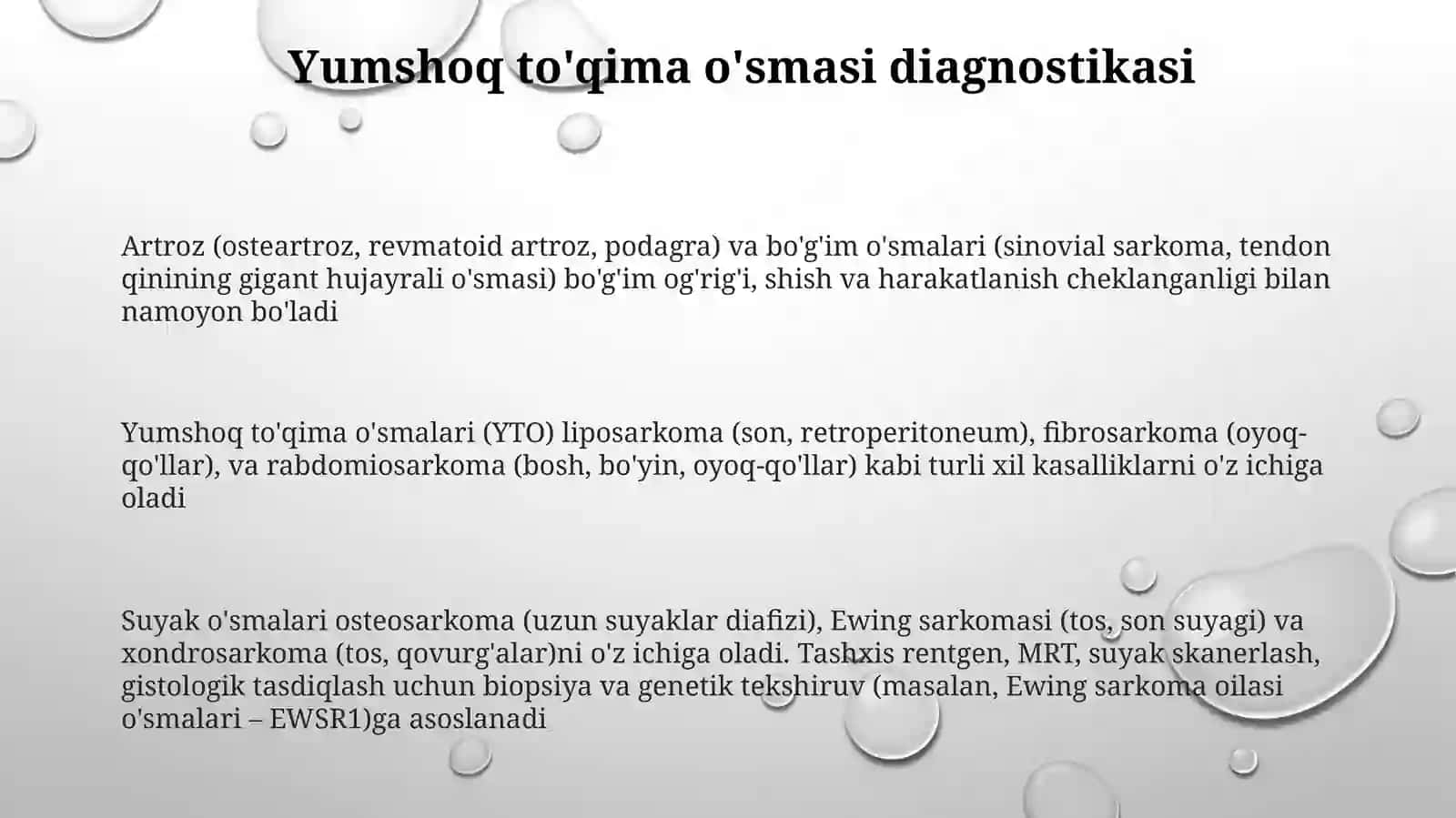Suyako'smalari.Artritlarvaartrozlar.Bo'g'imo'smalari.Yumshoqto'qimalaro'smalari 3
