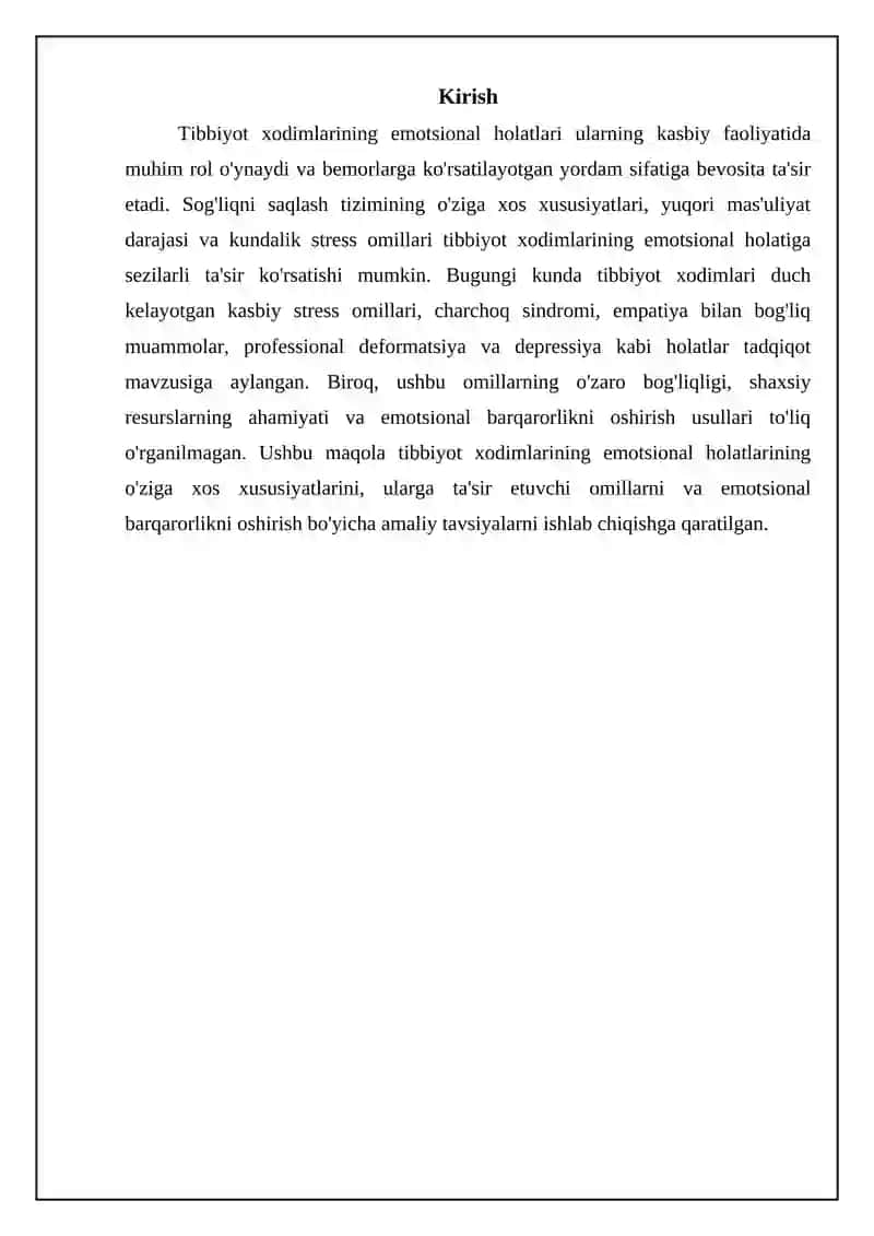Tibbiyot xodimlarida emotsional holatlarining oʻziga xosligi 3