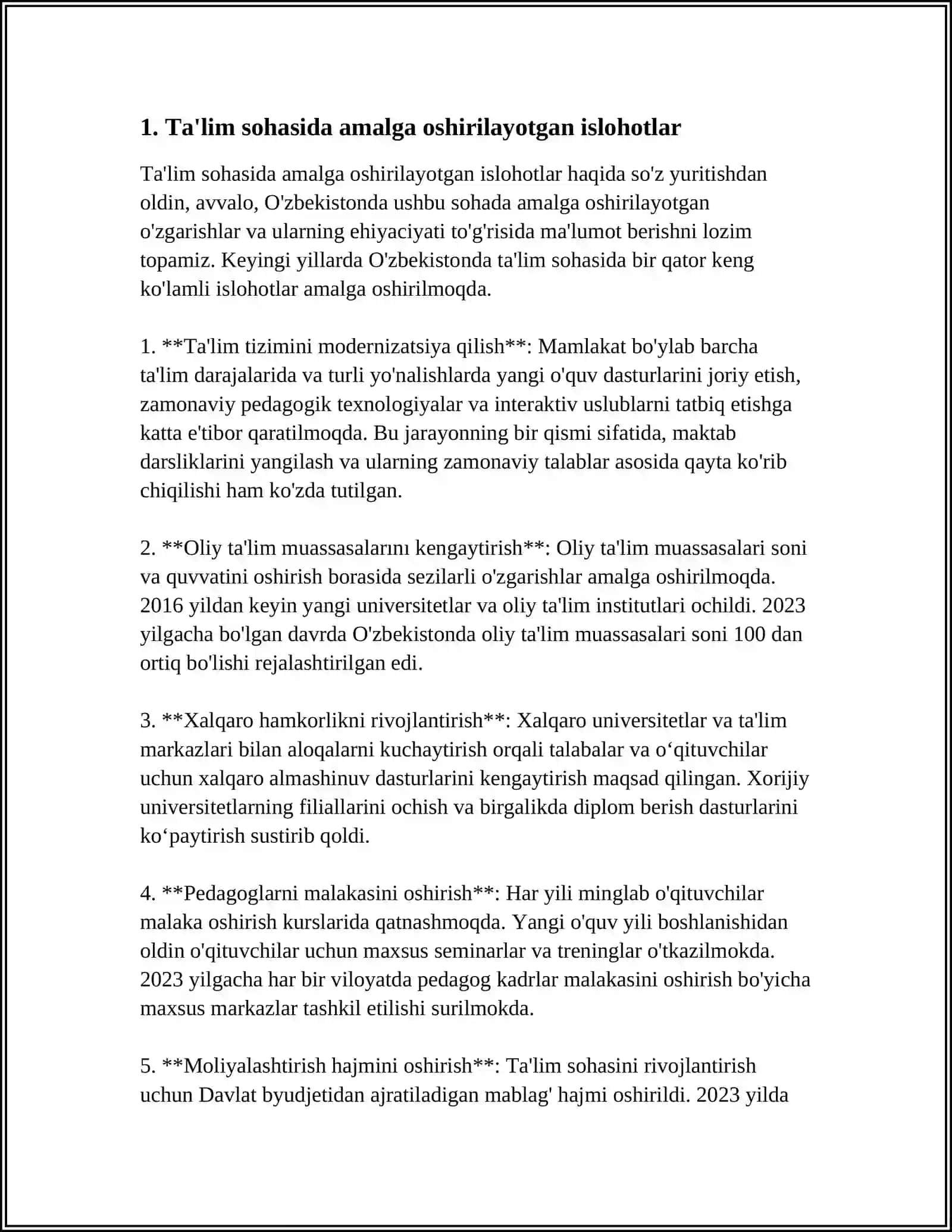 O'ZBEKISTONDA IJTIMOIY SOHADA AMALGA OSHIRILAYOTGAN O'ZGARISHLAR MAZMUN VA MOHIYATI 3