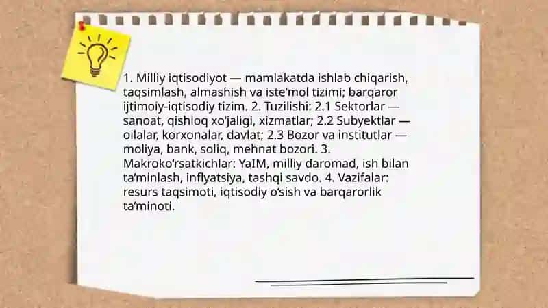 Milliy iqtisodiyot va uning tarkibiy makroiqtisodiy ko‘rsatkichlari. Iqtisodiy o‘sish nazariyasi 3