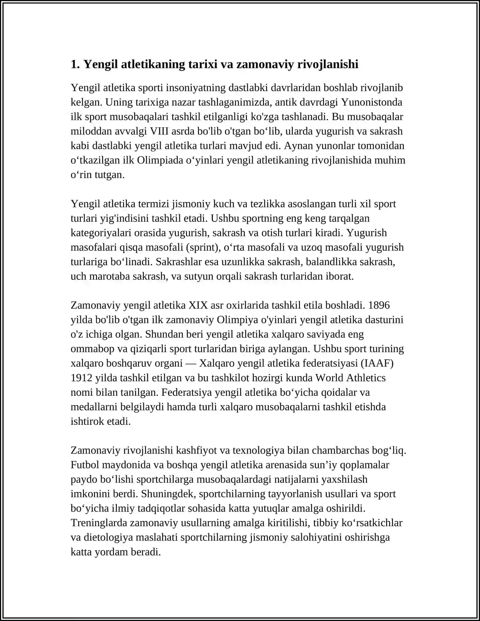 YENGIL ATLETIKA BILAN SHUGILLANTIRISH VA UNIOʻRGATISH ASOSLARI 3