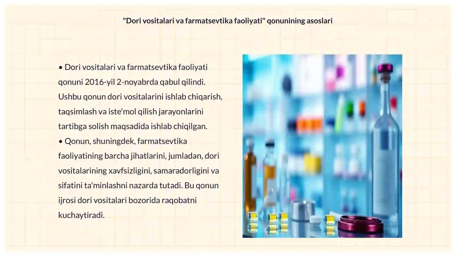 Dori vositalari va farmatsevtika faoliyati haqida qonun va unga kiritilgan o'zgartirishlar va qo'shimchalar tahlili 3