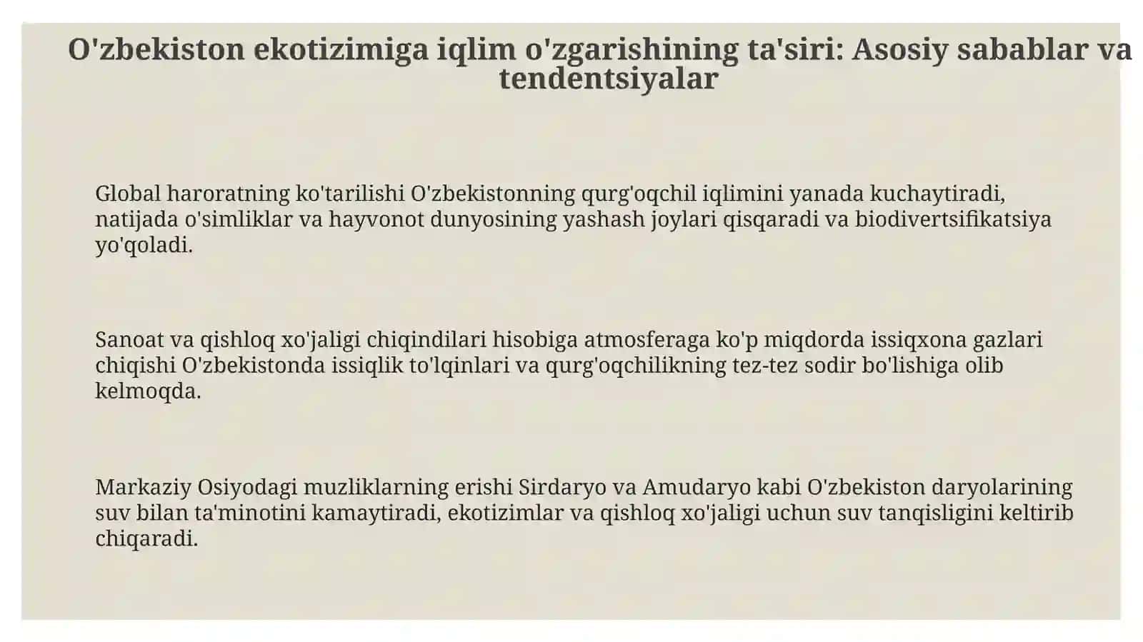O'zbekistonda Iqlim O'zgarishi 3