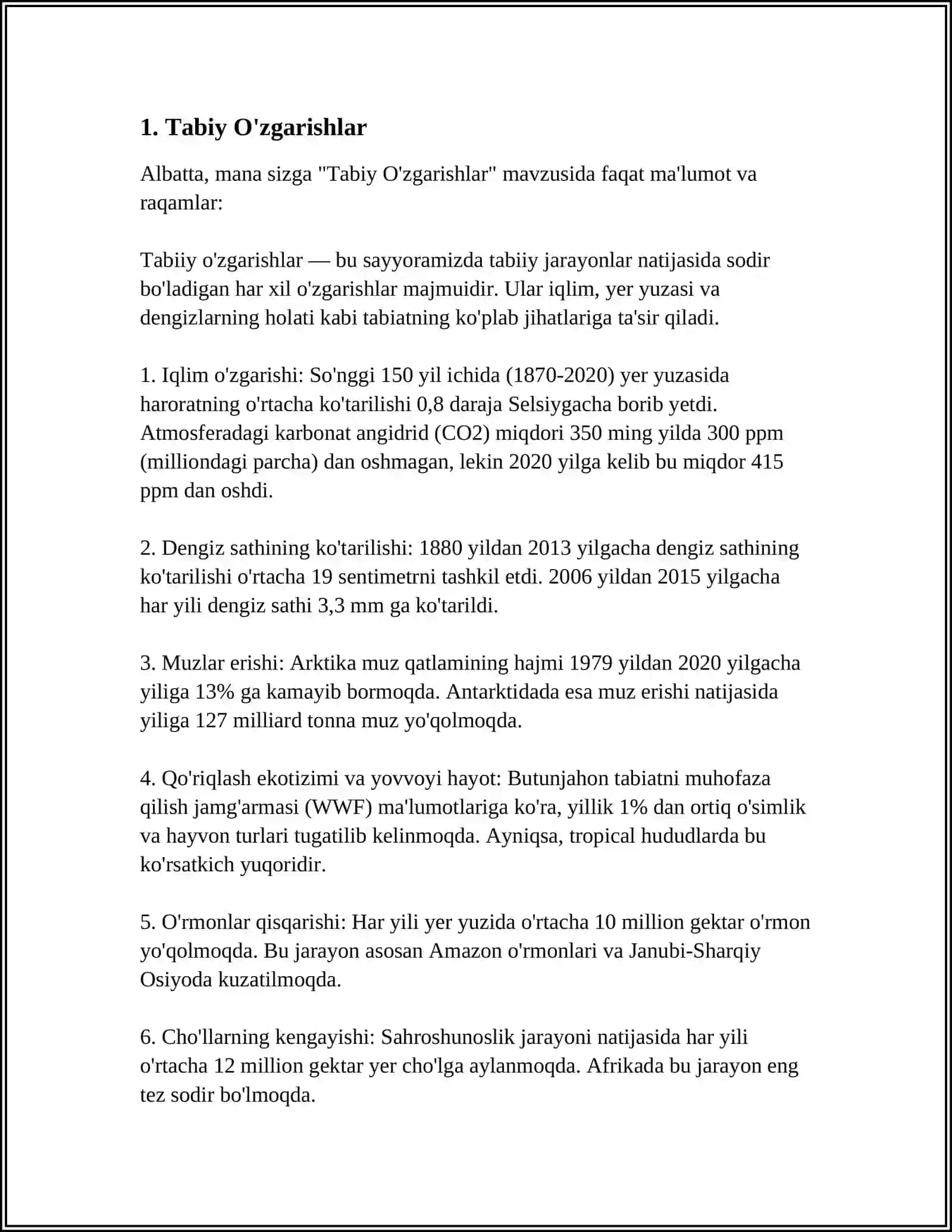 Tabiy O'zgarishlar 3