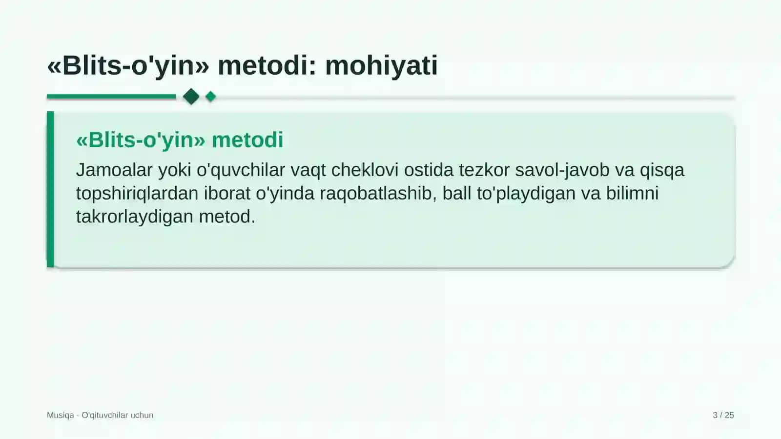 musiqa darslarida blits o'yin metodidan foydalanish 9786 3