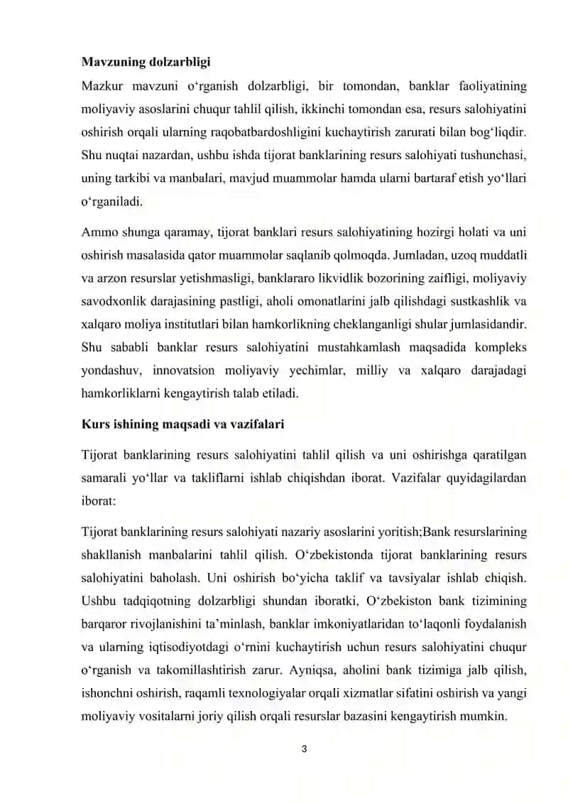 Tijorat banklarining resurs salohiyati va uni oshirish yo'llari 3