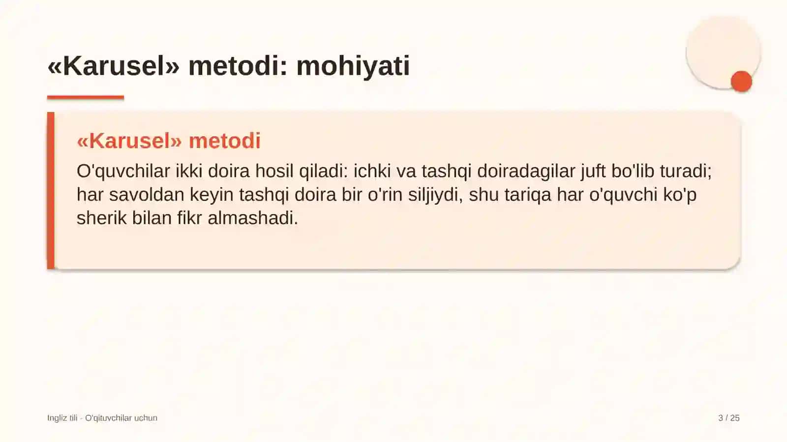 ingliz tili darslarida karusel metodidan foydalanish 9096 3