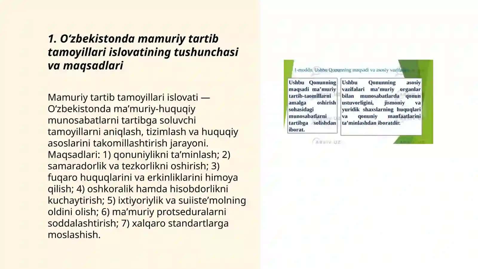 Oʻzbekistonda mamuriy tartib tamoyilari islovati 3