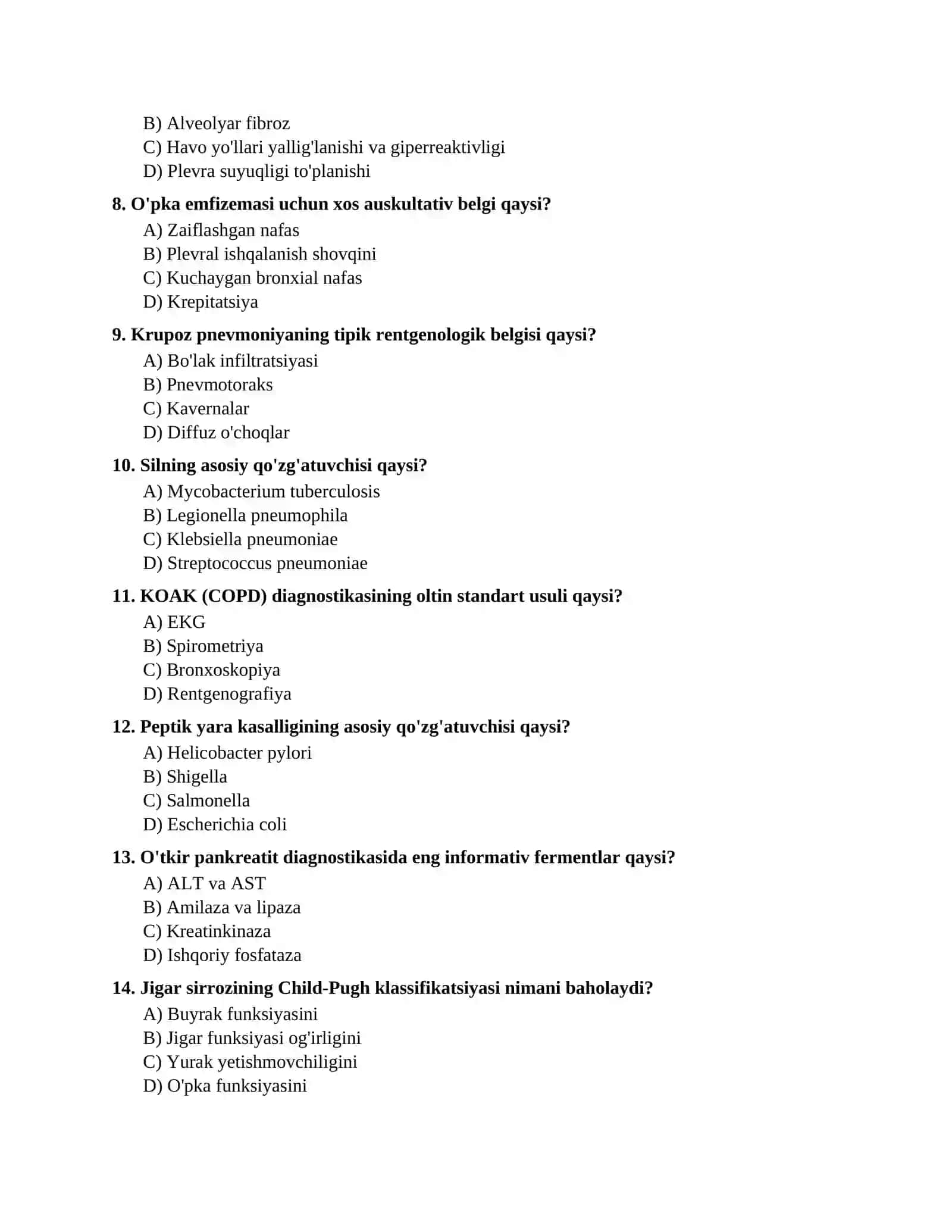 Klinik ordinatura test savollari 3