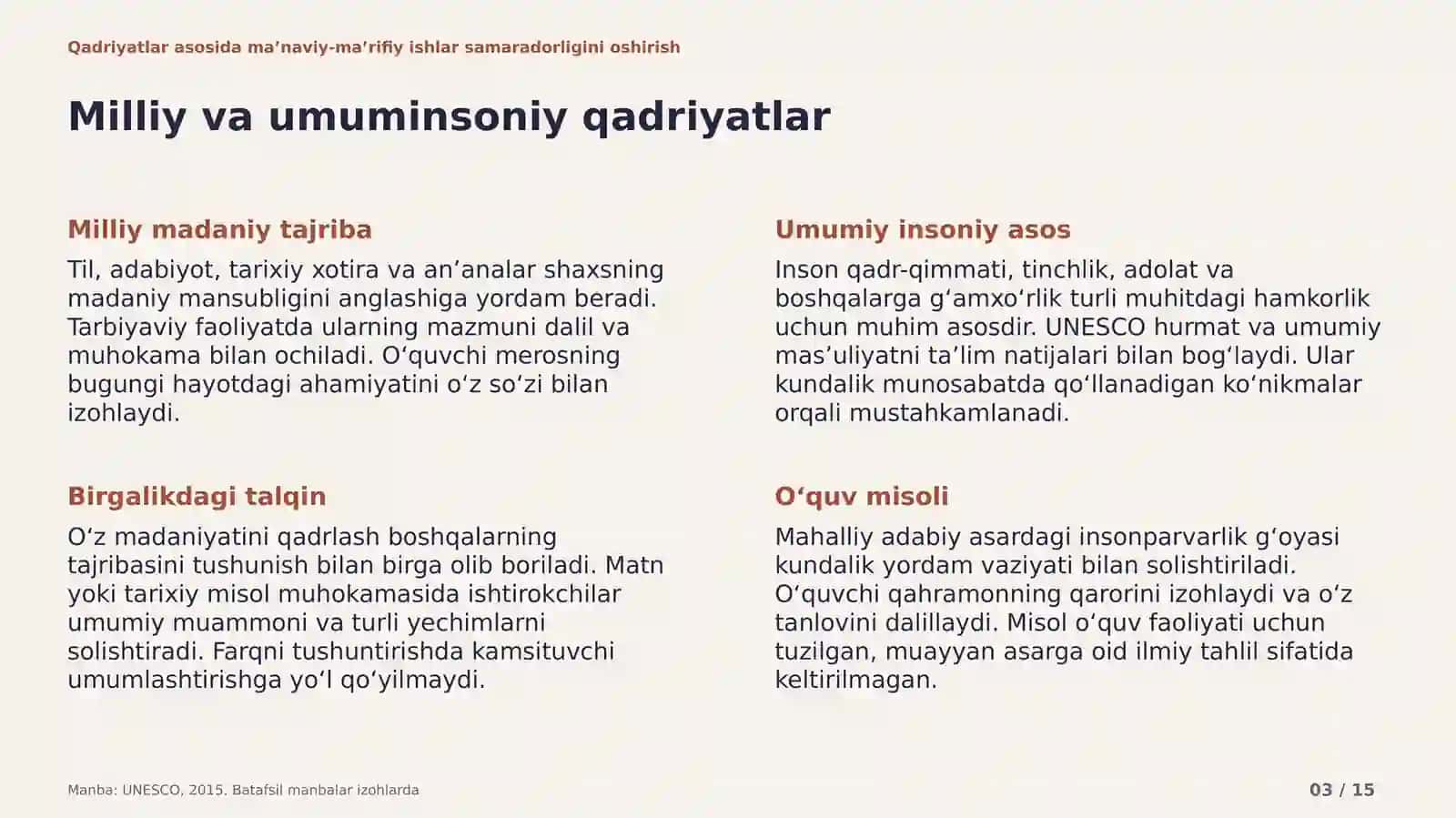 Qadriyatlar asosida ma’naviy-ma’rifiy ishlar samaradorligini oshirish 3
