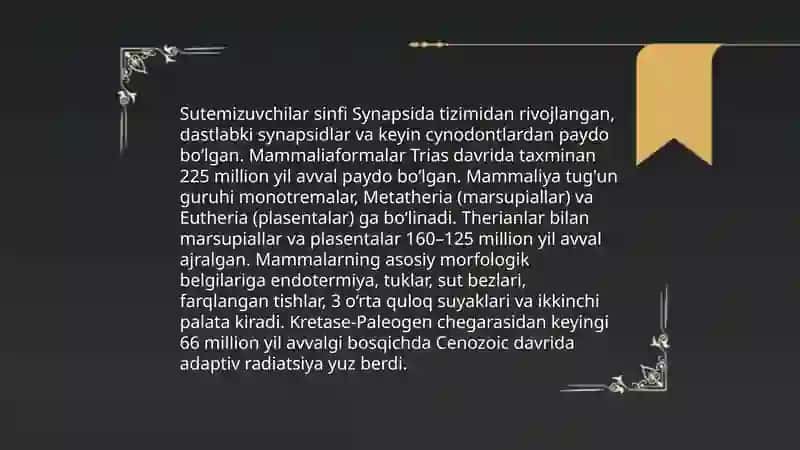Sutemizuvchilarning ekologiyasi, kelib chiqishi va evalutsiyasi 3