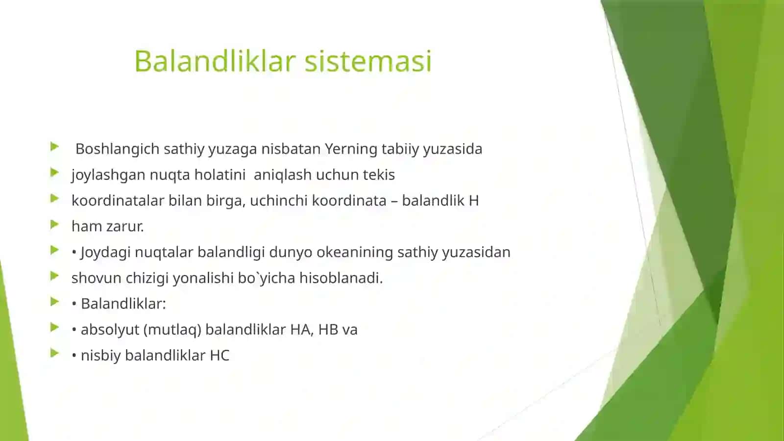 Topografiyada qo’laniladigan koordinatalar va balandliklar sistemasi 3