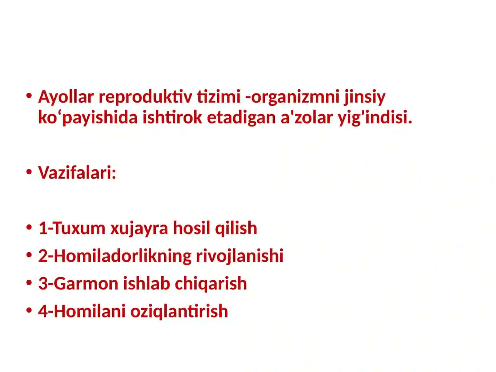 Ayollar jinsiy a'zolari klinik anatomiyasi. Tug'ruq yo'llari. Homilani tug'ruq ob'ekti sifatida o'rganish 3