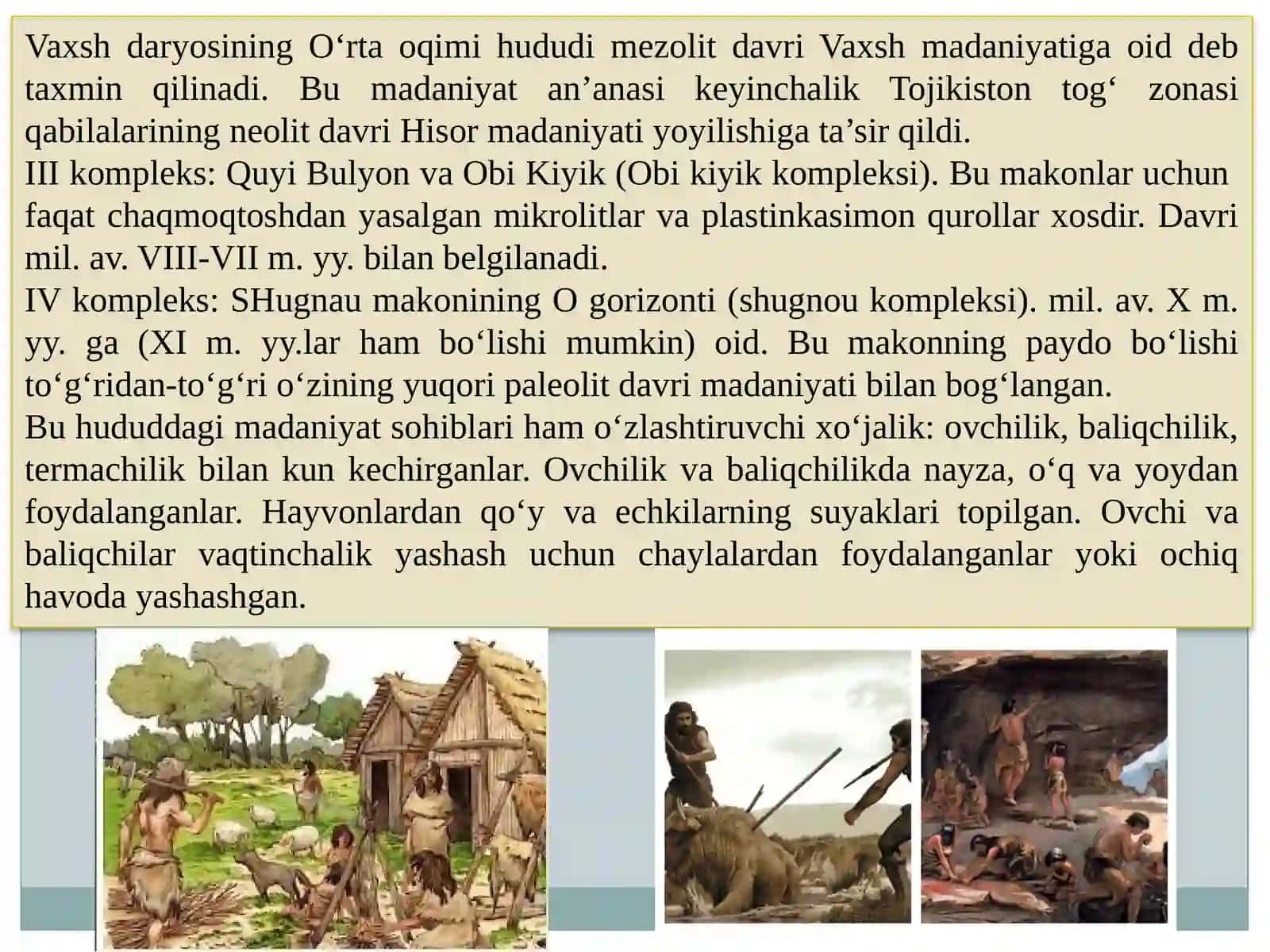 O‘rta Osiyoning Mezolit va Neolit davr madaniyatlarini 3