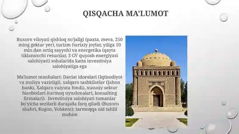 Buxoro viloyati investitsiya salohiyati, uning baholash usuli va koʻrsatgichlari 3